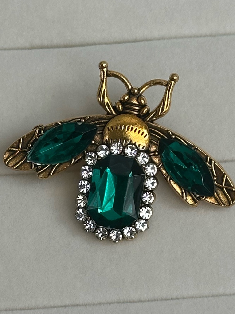 Vintage Emerald Gold and Green Bee Brooch
